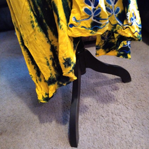 PAMS COLLECTION - SIZE FREE - HIGH LOW DRESS - YELLOW/BLUE - Picture 4 of 6